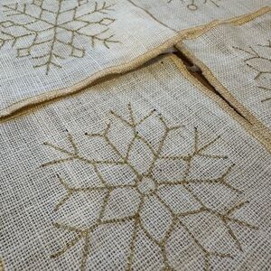 Gold Snowflake Linen Coasters